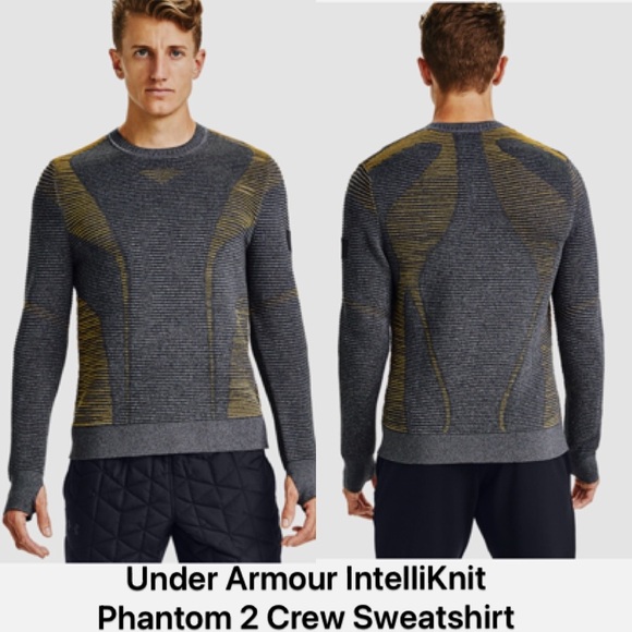 Under Armour Men's Gray and gold Crewneck INTELLI-knit Sweater SZ 3XL